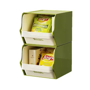 Caja de almacenamiento de escritorio apilable de plástico organizador para papelería té