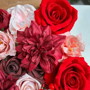 Bouquet de boîte-cadeau de fleurs artificielles pour mariage saint-valentin déco maison