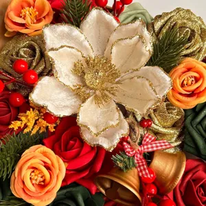 Fleurs artificielles de Noël boîte cadeau DIY arrangements pour décoration intérieure maison.