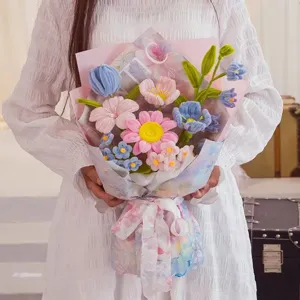 Ramo de flores de limpiapipas hecho a mano producto acabado margarita regalo