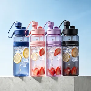Tragbare Kunststoff Wasserflasche Grosse Kapazität Sport Trinkflasche Mit Strohhalm Und Skala Für Outdoor Fitness Damen Herren