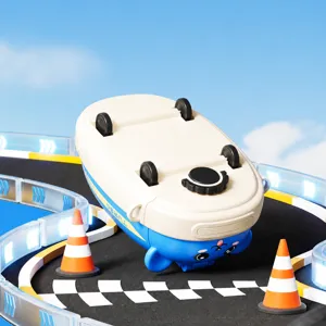 Cute bumper car children straw water bottle cartoon plastic cup portable student toy cup kids