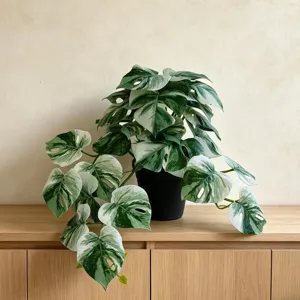 Artificial Potted Plants PVC Real Touch Foliage Tropical Philodendron Monstera Leaf For Home Office Decor Natural Forest Style Greenery Potted Plant