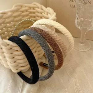 Set of colorful knitted headbands for women, stylish autumn winter high top hair accessories