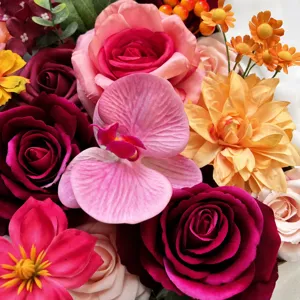 Fleurs artificielles bouquet fausse rose orchidée pour mariage décoration maison boîte cadeau