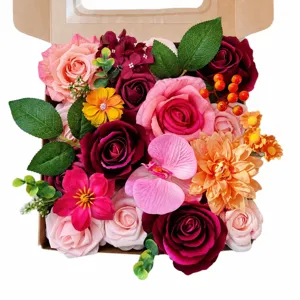 Boîte cadeau de fleurs de roses artificielles pour mariage à la maison et Saint-Valentin.