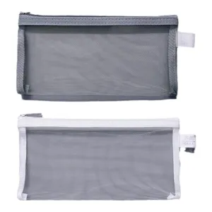 Transparent mesh pencil case large capacity stationery storage bag for school and office