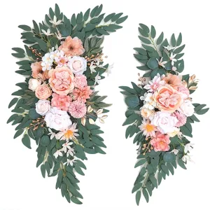 Fleurs d'Arche de Mariage Arrangement Floral de Roses en Soie Artificielle Décor de Fond pour Fête de Cérémonie