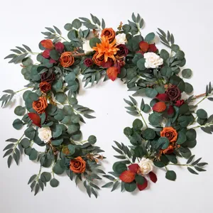 Artificial Silk Rose Flower Garland Vines Fake Plant Hanging Floral Garland For Wedding Home Table Party Wall Decor
