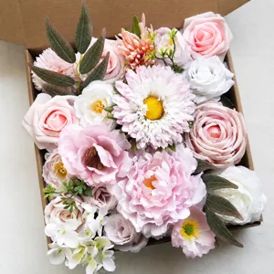 Fête de Mariage Boîte de Fleurs de Rose en Soie Artificielle DIY Bouquet à la Main Simulation Boîte Cadeau Florale Décoration Intérieure
