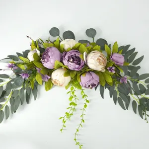 Artificial peony floral arrangement for door lintel and wall decor, perfect for wedding and home.