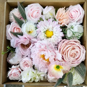 Boîte de fleurs artificielles roses pivoines bouquet DIY mariage fête décoration maison