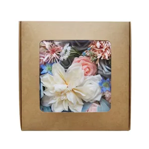 Boite cadeau de fleurs artificielles rose style foret bouquet de mariee DIY principal image