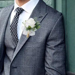Hochzeit weiße Rose Ansteckblume für Bräutigam Anzug Dekoration Hochzeitsaccessoire