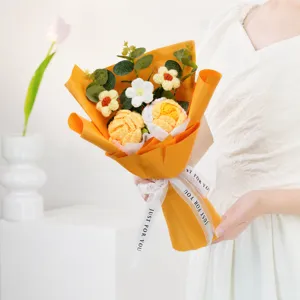 Handmade crochet knitted flower bouquet gift for Valentine Day, perfect for family and friends.