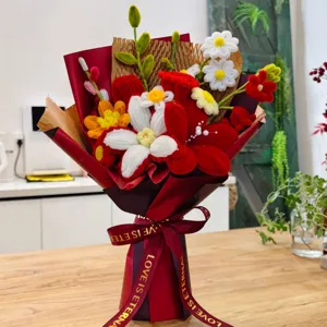 Magnifique bouquet de fleurs en cure-pipe fait main lys tulipe cadeau pour fetes special