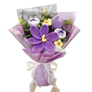 Handmade crochet flower bouquet knitted floral gift for mother's day valentine's day