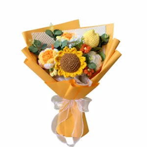 Handmade crochet sunflower bouquet knitted flower gift for home decor teacher gift valentine