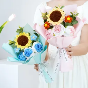 Bouquet di Fiori Artificiali Girasole Fatto a Mano Fiore di Carta Regalo per Laurea Festa della Mamma Decorazione Casa