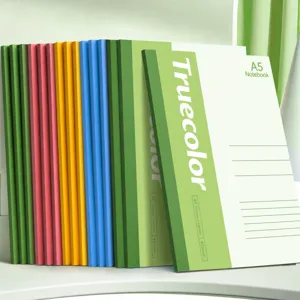 Cuaderno de Tapa Blanda Minimalista Estudiante Oficina Papel Rayado Cuaderno Toma de Notas Cubierta Multicolor