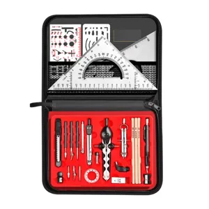 Professionelles Ingenieurmechanisches Zeichnen Konstruktionswerkzeug Set Mit Zirkel Linealen Bleistiften Leinwandtasche Für Studenten