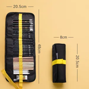 Canvas pencil roll case 36 slots wrap organizer for sketching and drawing pencils