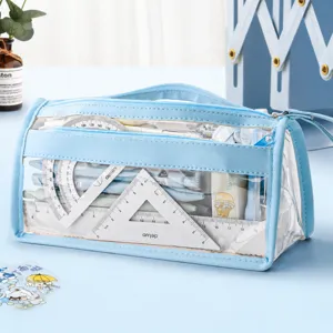 Doppellagiges Transparentes Federmäppchen Große Kapazität Klares Mäppchen Minimalistische Schreibwarentasche Für Schüler Schule Büro