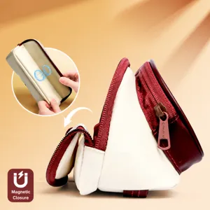 Waterproof magnetic standing pencil case, foldable stationery storage box with large opening.