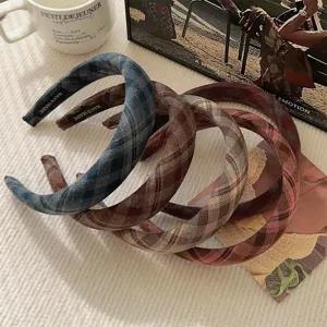 Vintage geruite stoffen haarbanden voor dames, stijlvolle herfst winter haaraccessoires