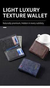 Classic men leather wallet vintage short multi card slot credit card holder coin purse