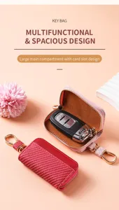 Multifunktionales Leder Autoschlüssel Etui mit Reißverschluss und Kartenfach Design.