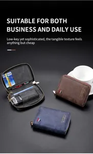 Men vintage leather key wallet zipper coin purse multifunctional card holder organizer case.