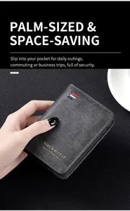 Men's retro short wallet compact multi-card holder vintage gray coin purse detail view