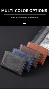 Close-up detail showcasing vintage multi-color men's card wallets with multiple slots.