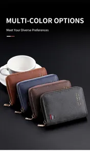 Men vintage zipper coin purse key wallet multi color portable card organizer bag case
