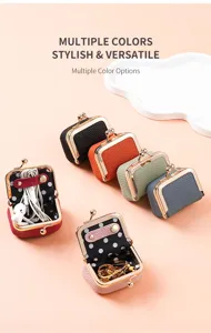 Mini kiss-lock jewelry box and coin purse, detailed view of compact storage case.