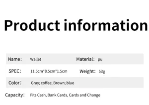 Details of retro PU leather short wallet with multiple card slots and compact size specification.