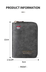 Men's compact zipper wallet and key case in durable leather texture with secure closure.