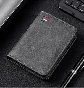 Classic men's retro wallet short card holder grey minimalist design stylish purse