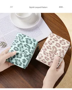 Stylish leopard pattern short wallet for women with card slots and zipper coin pocket