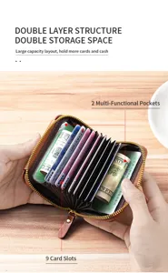 Business Vintage Leder Kartenetui mit Akkordeon-Design, Mehrfächer Geldbörse für Karten.