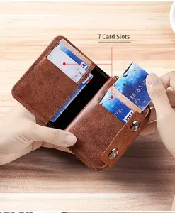 Herren Vintage Leder Kartenetui Geldbörse schlicht Multi-Karten-Slot Kreditkartenetui
