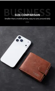 Portafoglio marrone in pelle da uomo con scomparti carte e chiusura a scatto, pratico e chic.