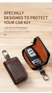 Leren autosleutel tasje minimalistisch mannen rits etui multifunctionele sleutelhouder
