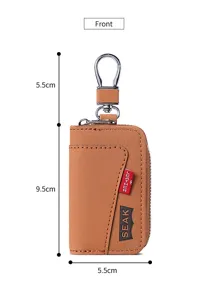 Etui cles voiture en cuir pour homme avec fermeture eclair et crochet metalique minimaliste.