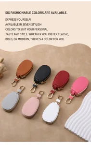 Multi-color leather car key case with metal zipper hook portable mini storage pouch for keys