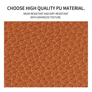 Premium brown PU leather material swatch featuring wear-resistant and durable texture details.
