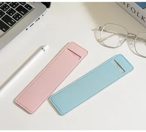 Étui porte-stylo minimaliste en cuir PU pochette pour la papeterie de bureau école.