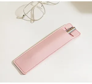 Étui à stylo unique en cuir PU rose pochette de protection élégante pour bureau et école