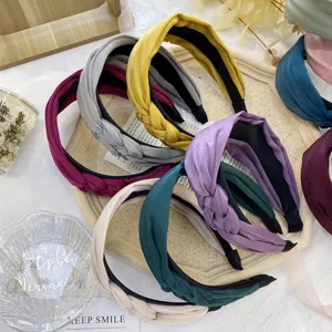Korean Minimalist Fabric Hand Braided Twist Knot Wide Headband For Women Fashion Solid Color Hair Accessory Headwear